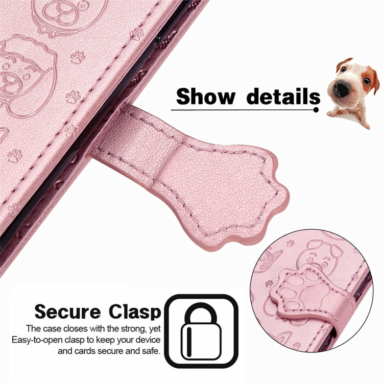 For Blackview A100 Lovely Cat and Dog Embossing Pattern Horizontal Flip Leather Case , with Holder & Card Slots & Wallet & Cartoon Clasp & Lanyard(Rose Gold) - More Brand by PMC Jewellery | Online Shopping South Africa | PMC Jewellery | Buy Now Pay Later Mobicred