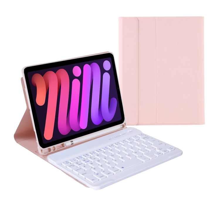 A06B Ultra-thin Detachable Bluetooth Keyboard Leather Tablet Case with Pen Slot & Holder for iPad mini 6(Pink) - For iPad mini by PMC Jewellery | Online Shopping South Africa | PMC Jewellery