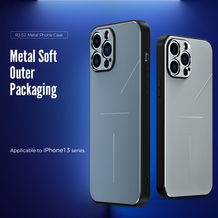 For iPhone 13 R-JUST RJ-52 3-Line Style Metal TPU Shockproof Protective Case(Black) - iPhone 13 Cases by R-JUST | Online Shopping South Africa | PMC Jewellery | Buy Now Pay Later Mobicred