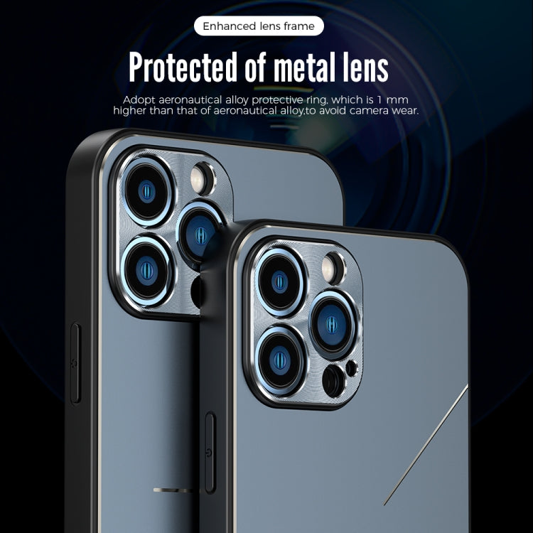 For iPhone 13 R-JUST RJ-52 3-Line Style Metal TPU Shockproof Protective Case(Black) - iPhone 13 Cases by R-JUST | Online Shopping South Africa | PMC TechLife | Buy Now Pay Later Mobicred