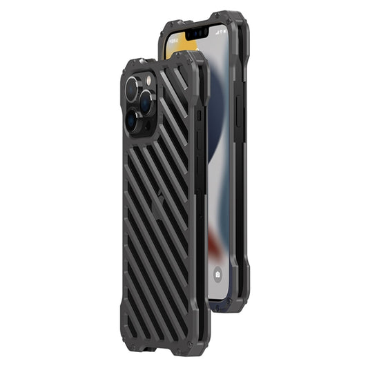 For iPhone 13 Pro R-JUST RJ-50 Hollow Breathable Armor Metal Shockproof Protective Case(Silver Grey) - iPhone 13 Pro Cases by R-JUST | Online Shopping South Africa | PMC Jewellery | Buy Now Pay Later Mobicred