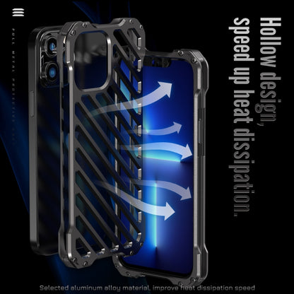 For iPhone 13 Pro R-JUST RJ-50 Hollow Breathable Armor Metal Shockproof Protective Case(Silver Grey) - iPhone 13 Pro Cases by R-JUST | Online Shopping South Africa | PMC Jewellery | Buy Now Pay Later Mobicred