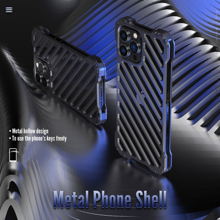 For iPhone 12 R-JUST RJ-50 Hollow Breathable Armor Metal Shockproof Protective Case(Silver Grey) - iPhone 12 / 12 Pro Cases by R-JUST | Online Shopping South Africa | PMC Jewellery | Buy Now Pay Later Mobicred