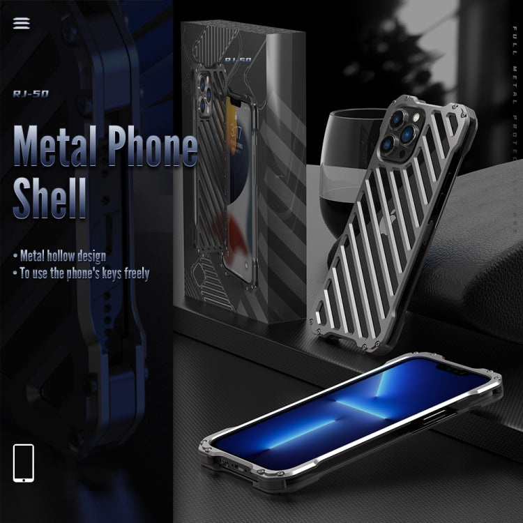 For iPhone 12 Pro Max R-JUST RJ-50 Hollow Breathable Armor Metal Shockproof Protective Case(Silver Grey) - iPhone 12 Pro Max Cases by R-JUST | Online Shopping South Africa | PMC Jewellery | Buy Now Pay Later Mobicred