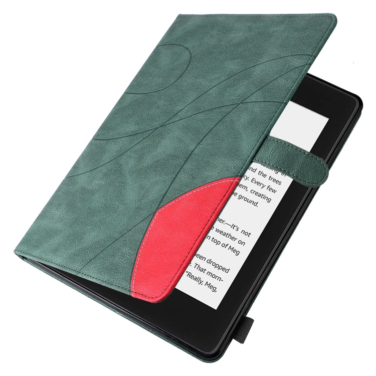 For Amazon Kindle Paperwhite 4 / 3 / 2 / 1 Dual-color Splicing Horizontal Flip PU Leather Case with Holder & Card Slots & Sleep / Wake-up Function(Green) - Amazon by PMC Jewellery | Online Shopping South Africa | PMC Jewellery