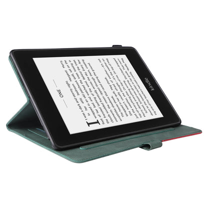 For Amazon Kindle Paperwhite 4 / 3 / 2 / 1 Dual-color Splicing Horizontal Flip PU Leather Case with Holder & Card Slots & Sleep / Wake-up Function(Green) - Amazon by PMC Jewellery | Online Shopping South Africa | PMC Jewellery