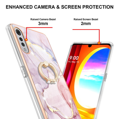 For LG Velvet 4G & 5G / G9 Velvet Electroplating Marble Pattern IMD TPU Shockproof Case with Ring Holder(Rose Gold 005) - LG by PMC Jewellery | Online Shopping South Africa | PMC Jewellery