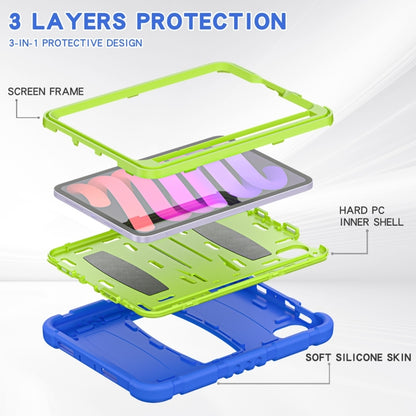 For iPad mini 6 3-Layer Protection Screen Frame + PC + Silicone Shockproof Combination Tablet Case with Holder(Blue+Lime) - iPad mini 6 Cases by PMC Jewellery | Online Shopping South Africa | PMC Jewellery | Buy Now Pay Later Mobicred