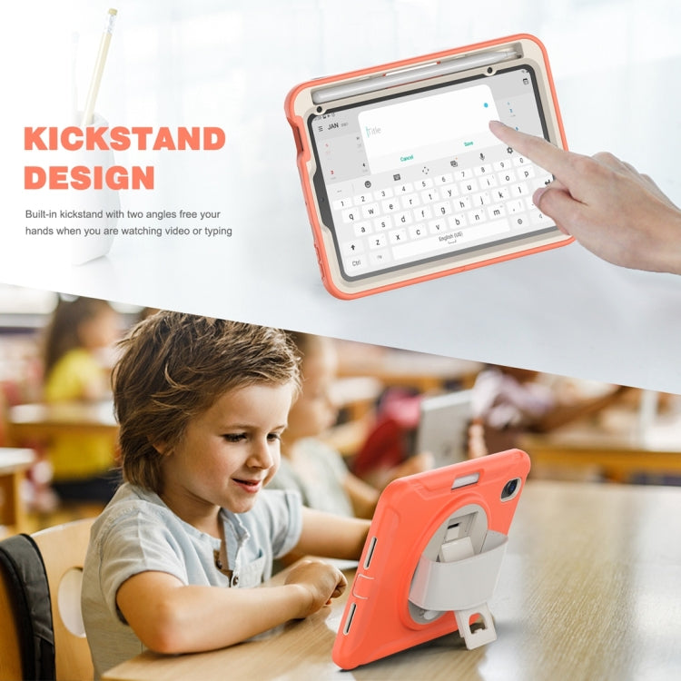 For iPad mini 6 / mini 2024 360 Degree Rotation PC + TPU Protective Tablet Case with Holder & Hand-strap(Coral Orange) - iPad mini 2024 Cases by PMC Jewellery | Online Shopping South Africa | PMC Jewellery | Buy Now Pay Later Mobicred