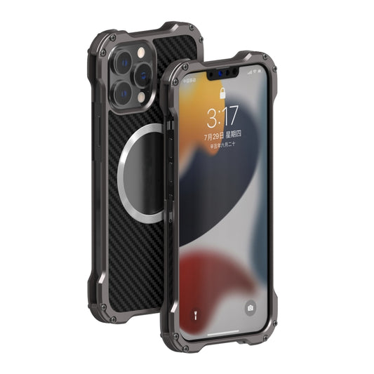 For iPhone 13 Pro R-JUST RJ51 Hollow Shockproof Metal Protective Case (Dark Grey) - iPhone 13 Pro Cases by R-JUST | Online Shopping South Africa | PMC Jewellery | Buy Now Pay Later Mobicred