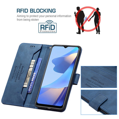 For OPPO A16/ A16s/ A54s/ A55 5G/ A53s 5G Magnetic Clasp RFID Blocking Anti-Theft Leather Case with Holder & Card Slots & Wallet(Blue) - OPPO Cases by PMC Jewellery | Online Shopping South Africa | PMC Jewellery | Buy Now Pay Later Mobicred