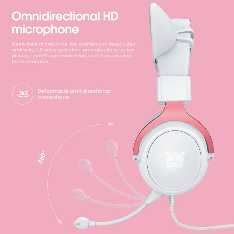 ONIKUMA X10 Car Ear LED Light Adjustable Gaming Headset with Microphone(White Pink) - Multimedia Headset by ONIKUMA | Online Shopping South Africa | PMC Jewellery | Buy Now Pay Later Mobicred