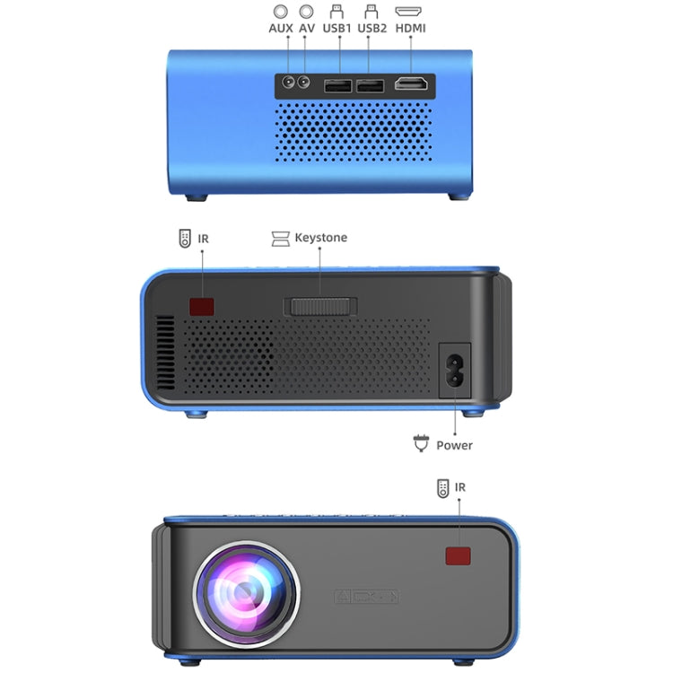 T4 Same Screen Version 1024x600 1200 Lumens Portable Home Theater LCD Projector, Plug Type:EU Plus(Blue) - Mini Projector by PMC Jewellery | Online Shopping South Africa | PMC Jewellery | Buy Now Pay Later Mobicred