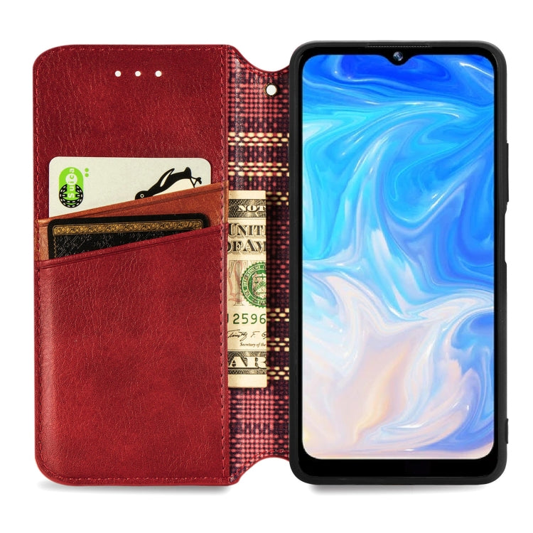 For Doogee N40 Pro Cubic Grid Pressed Horizontal Flip Magnetic Leather Case with Holder & Card Slots & Wallet(Red) - More Brand by PMC Jewellery | Online Shopping South Africa | PMC Jewellery | Buy Now Pay Later Mobicred