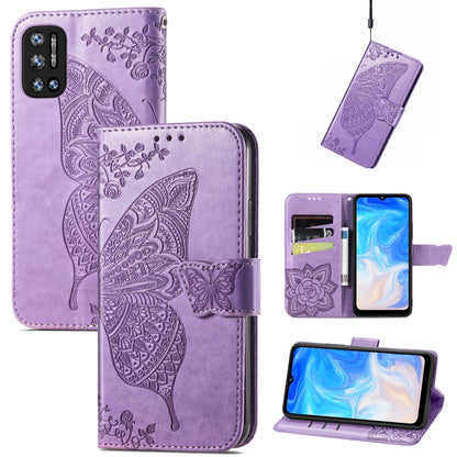 For DOOGEE N40 Pro Butterfly Love Flowers Embossed Horizontal Flip Leather Case with Holder & Card Slots & Wallet & Lanyard(Light Purple) - More Brand by PMC Jewellery | Online Shopping South Africa | PMC Jewellery | Buy Now Pay Later Mobicred