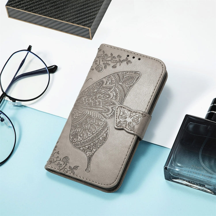 For DOOGEE N40 Pro Butterfly Love Flowers Embossed Horizontal Flip Leather Case with Holder & Card Slots & Wallet & Lanyard(Grey) - More Brand by PMC Jewellery | Online Shopping South Africa | PMC Jewellery | Buy Now Pay Later Mobicred