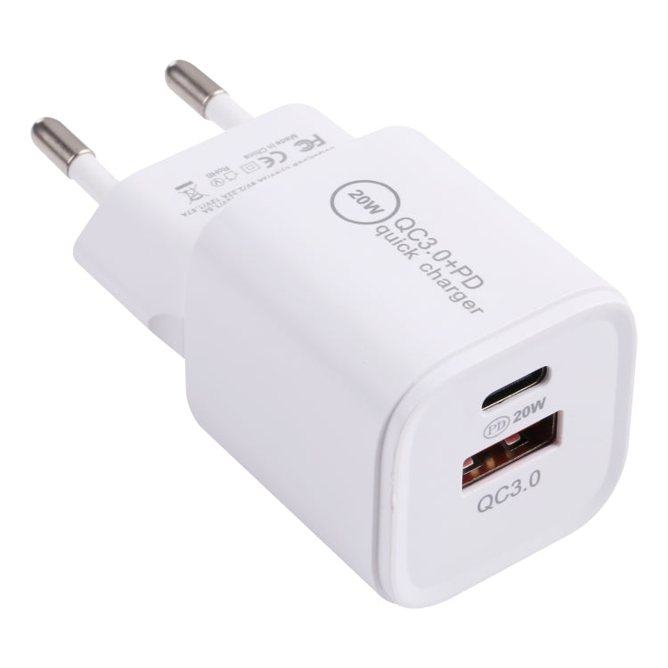 20WACB 20W QC3.0 + PD Quick Charger, Plug Specification:EU Plug(White) - USB Charger by PMC Jewellery | Online Shopping South Africa | PMC Jewellery | Buy Now Pay Later Mobicred