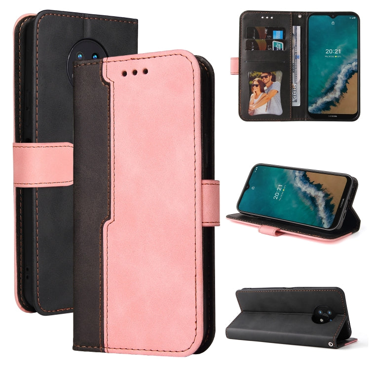 For Nokia G50 Business Stitching-Color Horizontal Flip PU Leather Phone Case(Pink) - Nokia Cases by PMC Jewellery | Online Shopping South Africa | PMC Jewellery