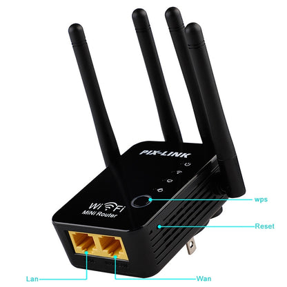 Wireless Smart WiFi Router Repeater with 4 WiFi Antennas, Plug Specification:US Plug(Black) - Wireless Routers by PMC Jewellery | Online Shopping South Africa | PMC Jewellery | Buy Now Pay Later Mobicred