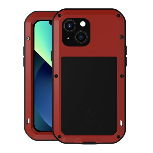 For iPhone 13 mini LOVE MEI Metal Shockproof Life Waterproof Dustproof Protective Phone Case (Red) - iPhone 13 mini Cases by LOVE MEI | Online Shopping South Africa | PMC Jewellery