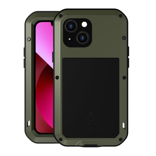 For iPhone 13 LOVE MEI Metal Shockproof Life Waterproof Dustproof Protective Phone Case(Army Green) - iPhone 13 Cases by LOVE MEI | Online Shopping South Africa | PMC Jewellery