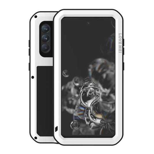 For Samsung Galaxy S21 FE LOVE MEI Metal Shockproof Waterproof Dustproof Protective Phone Case with Glass(White) - Galaxy Phone Cases by LOVE MEI | Online Shopping South Africa | PMC Jewellery | Buy Now Pay Later Mobicred