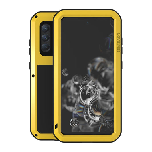 For Samsung Galaxy S21 FE LOVE MEI Metal Shockproof Waterproof Dustproof Protective Phone Case with Glass(Yellow) - Galaxy Phone Cases by LOVE MEI | Online Shopping South Africa | PMC Jewellery | Buy Now Pay Later Mobicred