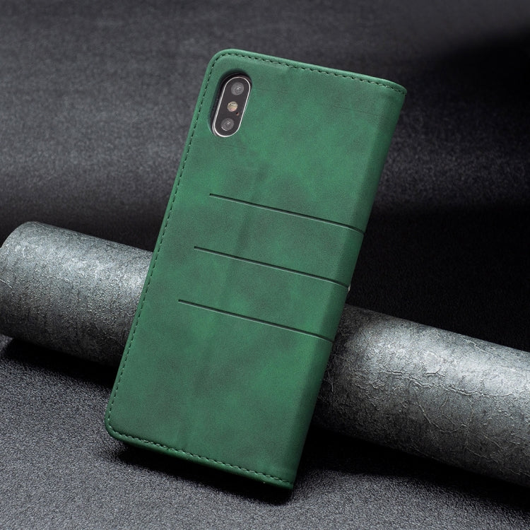 For iPhone X / XS Magnetic Splicing Leather Phone Case(Green) - More iPhone Cases by PMC Jewellery | Online Shopping South Africa | PMC Jewellery