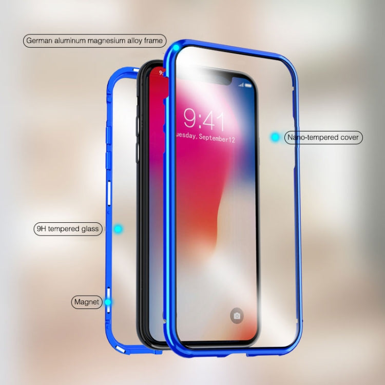 For iPhone XR Ultra Slim Double Sides Magnetic Adsorption Angular Frame Tempered Glass Magnet Flip Case(Black) - More iPhone Cases by PMC Jewellery | Online Shopping South Africa | PMC Jewellery | Buy Now Pay Later Mobicred