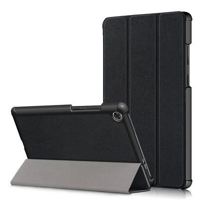 For Lenovo Tab M8 Custer Texture Horizontal Flip Smart TPU Leather Case with Three-folding Holder(Black) - Lenovo by PMC Jewellery | Online Shopping South Africa | PMC Jewellery | Buy Now Pay Later Mobicred