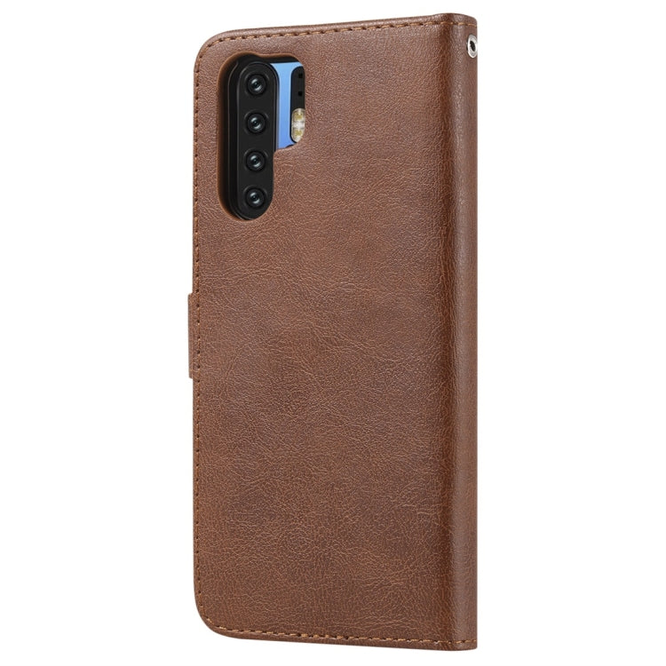 For Huawei P30 Pro Solid Color Horizontal Flip Protective Case with Holder & Card Slots & Wallet & Photo Frame & Lanyard(Brown) - Huawei Cases by PMC Jewellery | Online Shopping South Africa | PMC Jewellery