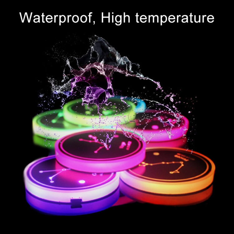 2 PCS Car Constellation Series AcrylicColorful USB Charger Water Cup Groove LED Atmosphere Light(Aquarius) - Car Drink Holders by PMC Jewellery | Online Shopping South Africa | PMC Jewellery | Buy Now Pay Later Mobicred