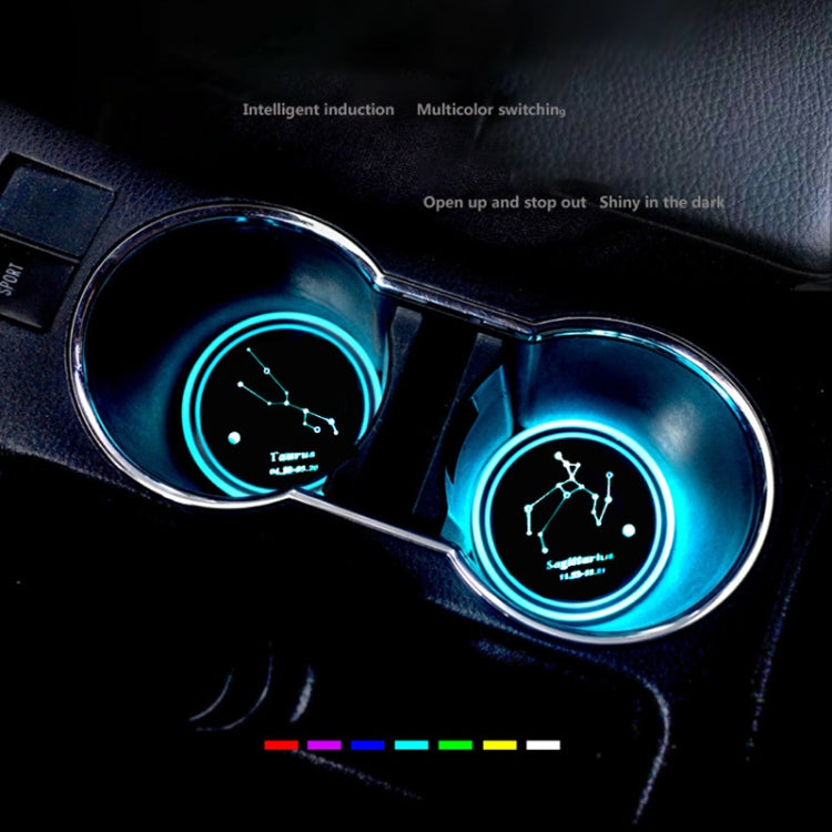 2 PCS Car Constellation Series AcrylicColorful USB Charger Water Cup Groove LED Atmosphere Light(Aries) - Car Drink Holders by PMC Jewellery | Online Shopping South Africa | PMC Jewellery | Buy Now Pay Later Mobicred