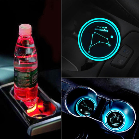 2 PCS Car Constellation Series AcrylicColorful USB Charger Water Cup Groove LED Atmosphere Light(Capricorn) - Car Drink Holders by PMC Jewellery | Online Shopping South Africa | PMC Jewellery | Buy Now Pay Later Mobicred