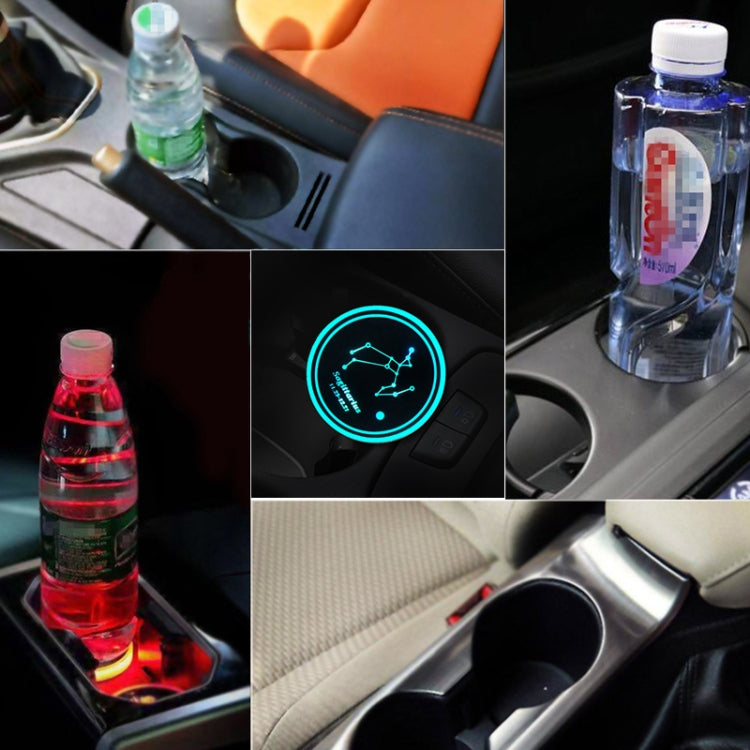 2 PCS Car Constellation Series AcrylicColorful USB Charger Water Cup Groove LED Atmosphere Light(Sagittarius) - Car Drink Holders by PMC Jewellery | Online Shopping South Africa | PMC Jewellery | Buy Now Pay Later Mobicred