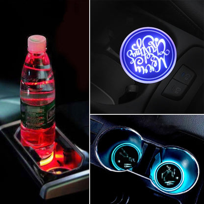 Car AcrylicColorful USB Charger Water Cup Groove LED Atmosphere Light(English Christmas) - Car Drink Holders by PMC Jewellery | Online Shopping South Africa | PMC Jewellery | Buy Now Pay Later Mobicred