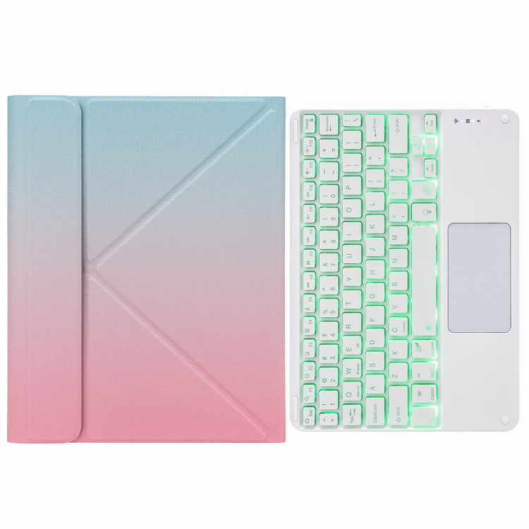 H-102CS Touch Backlight Bluetooth Keyboard Leather Case with Rear Three-fold Holder For iPad 10.2 2020 & 2019 / Pro 10.5 inch(Pink Blue) - Universal by PMC Jewellery | Online Shopping South Africa | PMC Jewellery