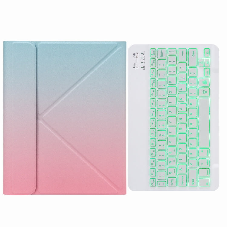 H-102S Monochrome Backlight Bluetooth Keyboard Leather Case with Rear Three-fold Holder For iPad 10.2 2020 & 2019 / Pro 10.5 inch(Pink Blue) - Universal by PMC Jewellery | Online Shopping South Africa | PMC Jewellery