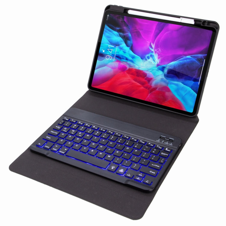 H-097S Monochrome Backlight Bluetooth Keyboard Leather Case with Rear Three-fold Holder For iPad 9.7 2018 & 2017(Black) - Universal by PMC TechLife | Online Shopping South Africa | PMC TechLife
