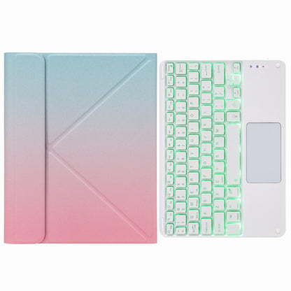 H-097CS Touch Backlight Bluetooth Keyboard Leather Case with Rear Three-fold Holder For iPad 9.7 2018 & 2017(Pink Blue) - Universal by PMC Jewellery | Online Shopping South Africa | PMC Jewellery