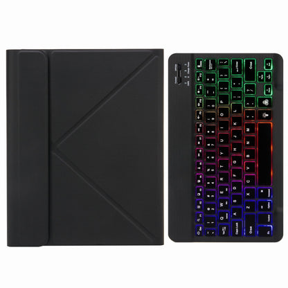 H-102S3 Tri-color Backlight Bluetooth Keyboard Leather Case with Rear Three-fold Holder For iPad 10.2 2020 & 2019 / Pro 10.5 inch(Black) - Universal by PMC Jewellery | Online Shopping South Africa | PMC Jewellery