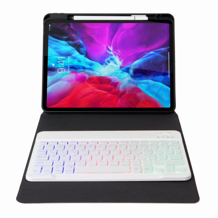 H-097S3 Tri-color Backlight Bluetooth Keyboard Leather Case with Rear Three-fold Holder For iPad 9.7 2018 & 2017(Rainbow) - Universal by PMC Jewellery | Online Shopping South Africa | PMC Jewellery