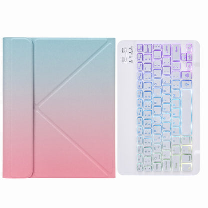 H-109S3 Tri-color Backlight Bluetooth Keyboard Leather Case with Rear Three-fold Holder For iPad Pro 11 inch 2021 & 2020 & 2018 / Air 2020 10.9(Pink Blue) - Universal by PMC Jewellery | Online Shopping South Africa | PMC Jewellery