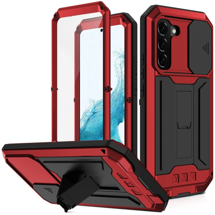 For Samsung Galaxy S22+ 5G R-JUST Sliding Camera Metal + Silicone Holder Phone Case(Red) - Galaxy S22+ 5G Cases by R-JUST | Online Shopping South Africa | PMC Jewellery | Buy Now Pay Later Mobicred