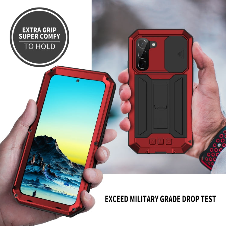 For Samsung Galaxy S22+ 5G R-JUST Sliding Camera Metal + Silicone Holder Phone Case(Red) - Galaxy S22+ 5G Cases by R-JUST | Online Shopping South Africa | PMC Jewellery | Buy Now Pay Later Mobicred