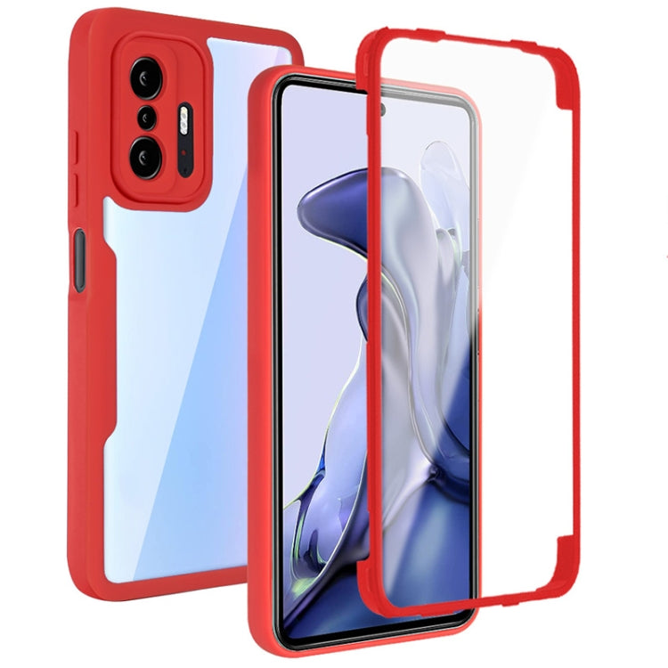 For Xiaomi Mi 11T / 11T Pro Acrylic + TPU 360 Degrees Full Coverage Shockproof Phone Case(Red) - Xiaomi Cases by PMC Jewellery | Online Shopping South Africa | PMC Jewellery | Buy Now Pay Later Mobicred