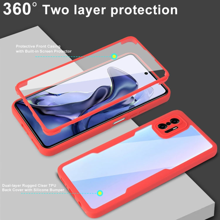 For Xiaomi Mi 11T / 11T Pro Acrylic + TPU 360 Degrees Full Coverage Shockproof Phone Case(Red) - Xiaomi Cases by PMC Jewellery | Online Shopping South Africa | PMC Jewellery | Buy Now Pay Later Mobicred