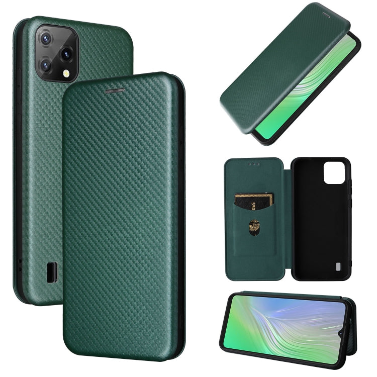 For Blackview A55 Carbon Fiber Texture Horizontal Flip PU Phone Case(Green) - More Brand by PMC Jewellery | Online Shopping South Africa | PMC Jewellery | Buy Now Pay Later Mobicred