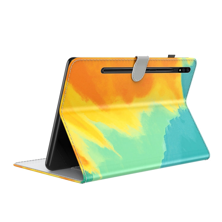 For Samsung Galaxy Tab S9 Watercolor Pattern Flip Leather Tablet Case(Autumn Leaves) - Galaxy Tab S9 Cases by PMC Jewellery | Online Shopping South Africa | PMC Jewellery | Buy Now Pay Later Mobicred