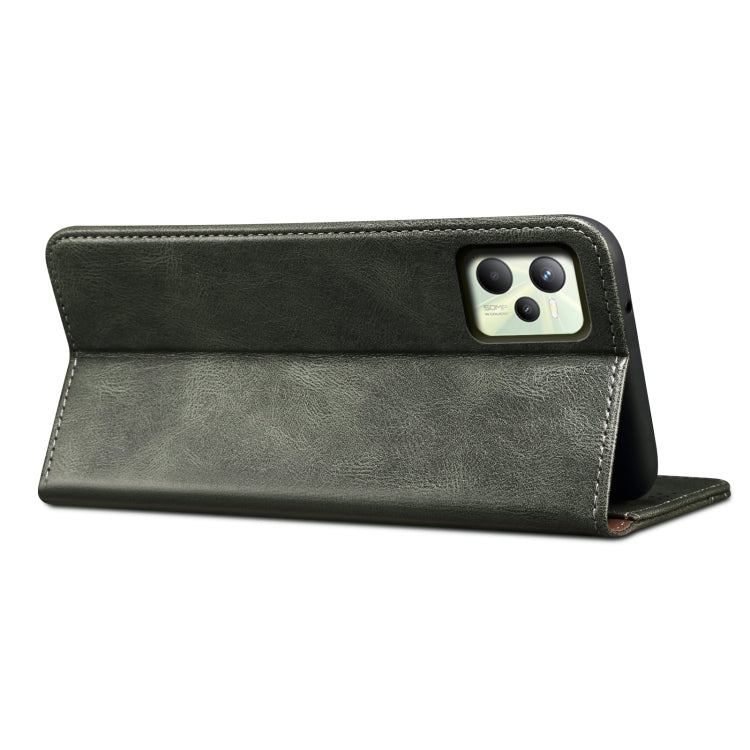 For OPPO Realme C35 Simple Wax Crazy Horse Texture Horizontal Flip Leather Phone Case with Card Slots & Holder(Dark Green) - Realme Cases by PMC Jewellery | Online Shopping South Africa | PMC Jewellery | Buy Now Pay Later Mobicred